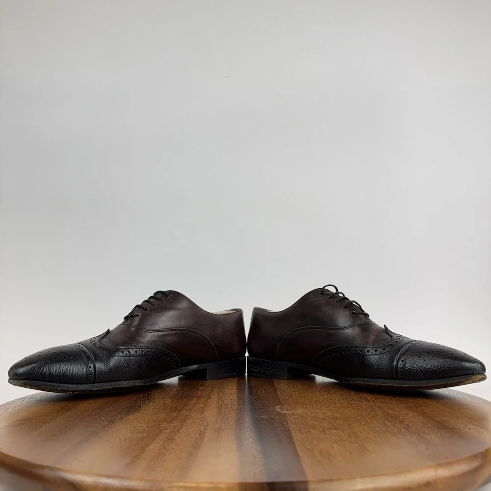Mens Jil Sander Red Perforated Leather‎ Wingtip Cap Toe Dress Oxfords Size 8.5 D